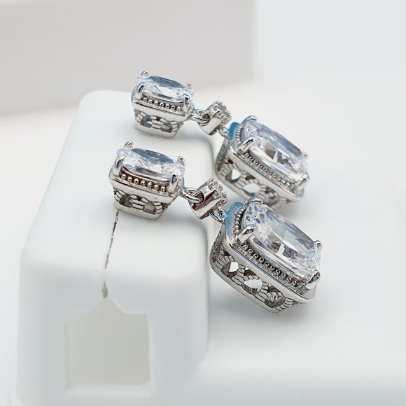 "925 Sterling Silver Cubic Zirconia Earrings, U19254849 - Picture 10 of 11